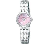 Pulsar by Seiko Crystal Set Pink MOP Dial Stainless Steel Bracelet Ladies Watch PEGF19