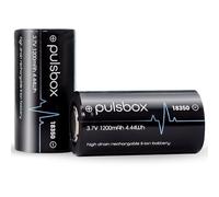 pulsbox IMR 18350 Rechargeable Li-Ion Battery 3.7 V Flat Top 1200 mAh 10 A High Drain (2 x Battery)