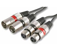 Pulse PLS00204 Twin 3 Pin XLR Male to XLR Female Lead, 1.2m, Black