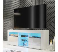 Creative Furniture Pulse TV Unit 145cm - A Stylish & Practical Cabinet with Gloss Doors & LED Lights in White Creative Furniture White