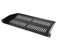 PULSE 19” 1U Vented Rack Shelf, 250mm Depth, Heavy Duty 1.5mm Steel, Black Powder Coated, Slim Space-Saving Rackmount Storage for Servers, Audio Equipment, Electronics - RKSV-1U250