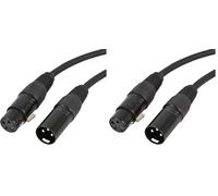 PULSE 1m XLR Patch Lead - Balanced 3-Pin Male to Female Microphone/Audio Cable with Shielded Copper Cores & Reinforced PVC Jacket - PLS00585 (Pack of 2)