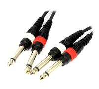 kenable PULSE 2x 6.35mm Male Mono Jack Plugs to Jacks Shielded Cable 1.5m
