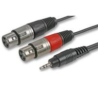 Pulse PLS00298 3.5 mm Stereo Jack Plug to 2x 3 Pin XLR Sockets Lead, 3m, Black