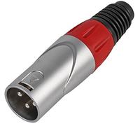 PULSE 3-Pin XLR Plug - Silver with Red Boot - Cable Mount, Metal Body, Nickel-Plated Contacts - PLS000454