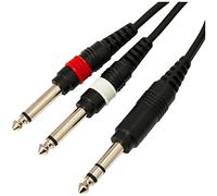 PULSE 3m Stereo-to-Dual-Mono Jack Lead - 1/4" TRS to 2× 1/4" TS Plugs, Colour-Coded, Nickel Connectors, Helical Shielded - PLS00134