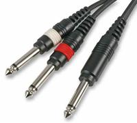 Pulse - 6.35mm (1/4") Mono Jack Plug To Twin Plug Lead, 3M Black