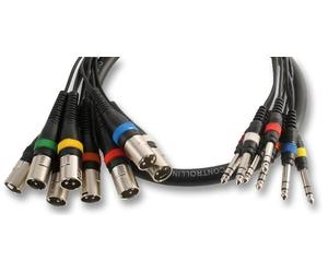 PULSE - 8 Way XLR Plugs to 6.35mm (1/4") Stereo Jack Plugs Loom, 2.5m Black