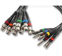 Pulse PLS00104 8 Way XLR Sockets to 6.35 mm (1/4 Inches) Mono Jack Plugs Loom, 2.5m, Black