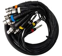 Pulse PLS00104 8 Way XLR Sockets to 6.35 mm (1/4 Inches) Mono Jack Plugs Loom, 2.5m, Black