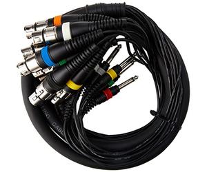 PULSE 8-Way XLR to 1/4" Mono Jack Loom - 2.5m Multicore Cable with Colour-Coded Channels, Nickel Connectors & Helical Shielding - PLS00104
