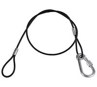 PULSE Black Wire Safety Bond, 3mm x 600mm, 25kg Working Load Limit, Screw-Gate Carabiner Hooks - PLS00469A