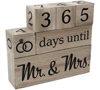 Pulse Brands Wedding Countdown Calendar - Wooden Blocks - Engagement Gifts - Bride to Be - Bridal Shower Gifts - Rustic Modern Finish with Black Numbers - 6.2 x 1 inches