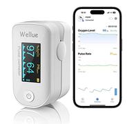 Pulse Oximeter, Bluetooth Finger Clip Oximeter, Blood Oxygen Saturation Meter, Portable Fingertip Oxygen SPO2 Level Health Monitor, White