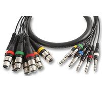 PULSE PLS00108 8 Way XLR Sockets to 6.35mm (1/4'') Stereo Jack Plugs Loom, 2.5m Black