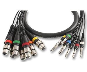 PULSE PLS00108 8 Way XLR Sockets to 6.35mm (1/4'') Stereo Jack Plugs Loom, 2.5m Black