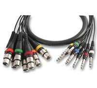 Pulse PLS00109 8 Way XLR Sockets to 6.35 mm (1/4 Inches) Stereo Jack Plugs Loom, 5m, Black