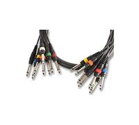 PULSE PLS00114 8 Way 6.35mm (1/4") Mono Jack Plug to Plug Loom, 2.5m Black
