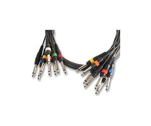 PULSE PLS00114 - 8-Way 6.35 mm (¼") Mono Jack Plug-to-Plug Multicore Loom, 2.5 m, Black