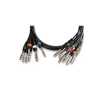 PULSE PLS00117 8 Way 6.35 mm (1/4 Inches) Stereo Jack Plug to Plug Loom, 2.5m, Black