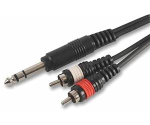 Pulse PLS00121 6.35 mm (1/4 Inches) Stereo Jack to 2x Phono (RCA) Plug to Plug Lead, 1.2m, Black