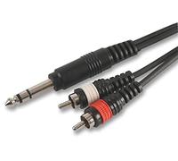 Pulse PLS00122 6.35 mm (1/4 Inches) Stereo Jack to 2x Phono (RCA) Plug to Plug Lead, 3m, Black
