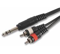 Pulse PLS00123 6.35 mm (1/4 Inches) Stereo Jack to 2x Phono (RCA) Plug to Plug Lead, 5m, Black