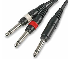 Pulse PLS00126 6.35 mm (1/4 Inches) Mono Jack Plug to Twin Plug Lead, 3m, Black