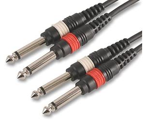 PULSE PLS00130 6.35mm (1/4") Mono Jack 2x Plug to 2x Plug Lead, 3m Black