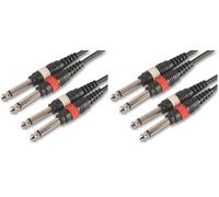PULSE PLS00131 6.35 mm (1/4 Inches) Mono Jack 2x Plug to 2x Plug Lead, 6m, Black (Pack of 2)