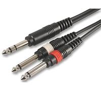 Pulse PLS00133 6.35 mm (1/4 Inches) Stereo Jack to 2x Mono Jack Plugs Lead, 1.5m, Black