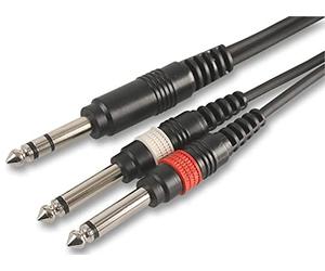 Pulse PLS00133 6.35 mm (1/4 Inches) Stereo Jack to 2x Mono Jack Plugs Lead, 1.5m, Black