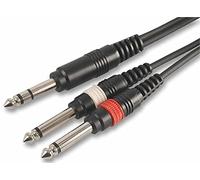 Pulse PLS00135 6.35 mm (1/4 Inches) Stereo Jack to 2x Mono Jack Plugs Lead, 6m, Black