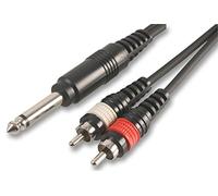 Pulse PLS00137 2x Phono (RCA) to 6.35 mm Mono Jack Plug to Plug Lead, 1.8m, Black