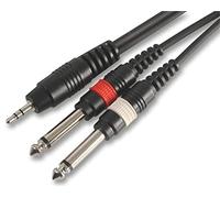 PULSE PLS00140 3.5 mm Stereo Jack to 2x 6.35 mm (1/4 Inches) Mono Jack Plug to Plug Lead, 1.2m, Black