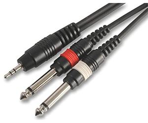 Pulse PLS00141 3.5 mm Stereo Jack to 2x 6.35 mm (1/4 Inches) Mono Jack Plug to Plug Lead, 3m, Black
