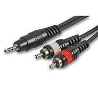 Pulse PLS00178 3.5 mm Stereo Jack to 2x Phono (RCA) Plug to Plug Lead, 0.3m, Black