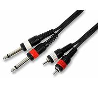 Pulse PLS00187 2x 6.35 mm (1/4 Inches) Mono Jack to 2x Phono (RCA) Plug to Plug Lead, 0.5m, Black