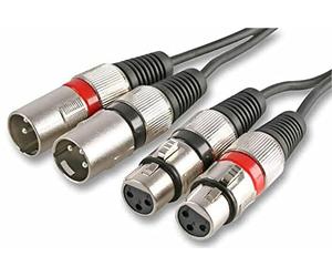 Pulse PLS00203 Twin 3 Pin XLR Male to XLR Female Lead, 0.5m, Black