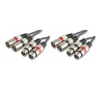 PULSE PLS00204 Twin 3 Pin XLR Male to XLR Female Lead, 1.2m, Black (Pa