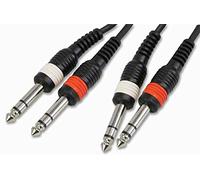 Pulse PLS00256 6.35 mm (1/4 Inches) Stereo Jack Plug to Twin Plug Lead, 6m, Black