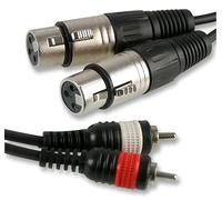 Pulse PLS00261 2x 3 Pin XLR Female to 2x Phono (RCA) Male Lead, 1.5m, Black