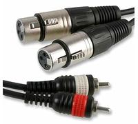 Pulse PLS00262 2x 3 Pin XLR Female to 2x Phono (RCA) Male Lead, 6m, Black
