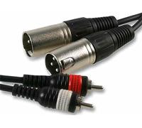 Pulse PLS00264 2x 3 Pin XLR to 2x Phono (RCA) Male to Male Lead, 6m, Black