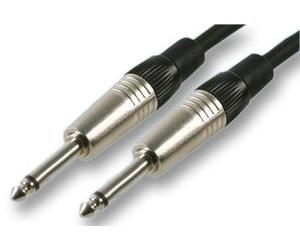 PULSE PLS00282 6.35mm (1/4") Mono Jack Plug to Plug Patch Lead, 1m Black | 1m audio patch lead with 6.35mm (1/4") mono jack plugs at both ends for compatible audio and signal equipment.