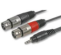 Pulse PLS00298 3.5 mm Stereo Jack Plug to 2x 3 Pin XLR Sockets Lead, 3m, Black