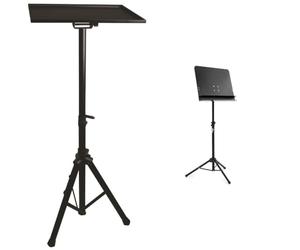 PULSE PLS00453 Heavy Duty Laptop Projector Floor Stand & TIGER MUS55-BK Dual-Lip Orchestral Music Stand - Black