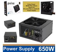 Pulse Power 650W Silent ATX PSU | 4x SATA | 120mm Fan | PC Power Supply