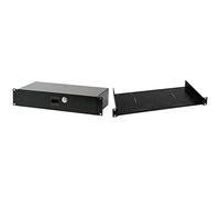 Pulse RD2S 19 Inches Locking Rack Drawer, 2U Short & RKSU-1U 1U Universal 19 Inches Rack Shelf