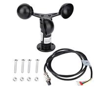 Pulse Signal Output Aluminum Alloy Wind Speed Sensor Anemometer High Precision 360 Degree Measurement for Weather Stations Industrial Applications Black 12.4cm